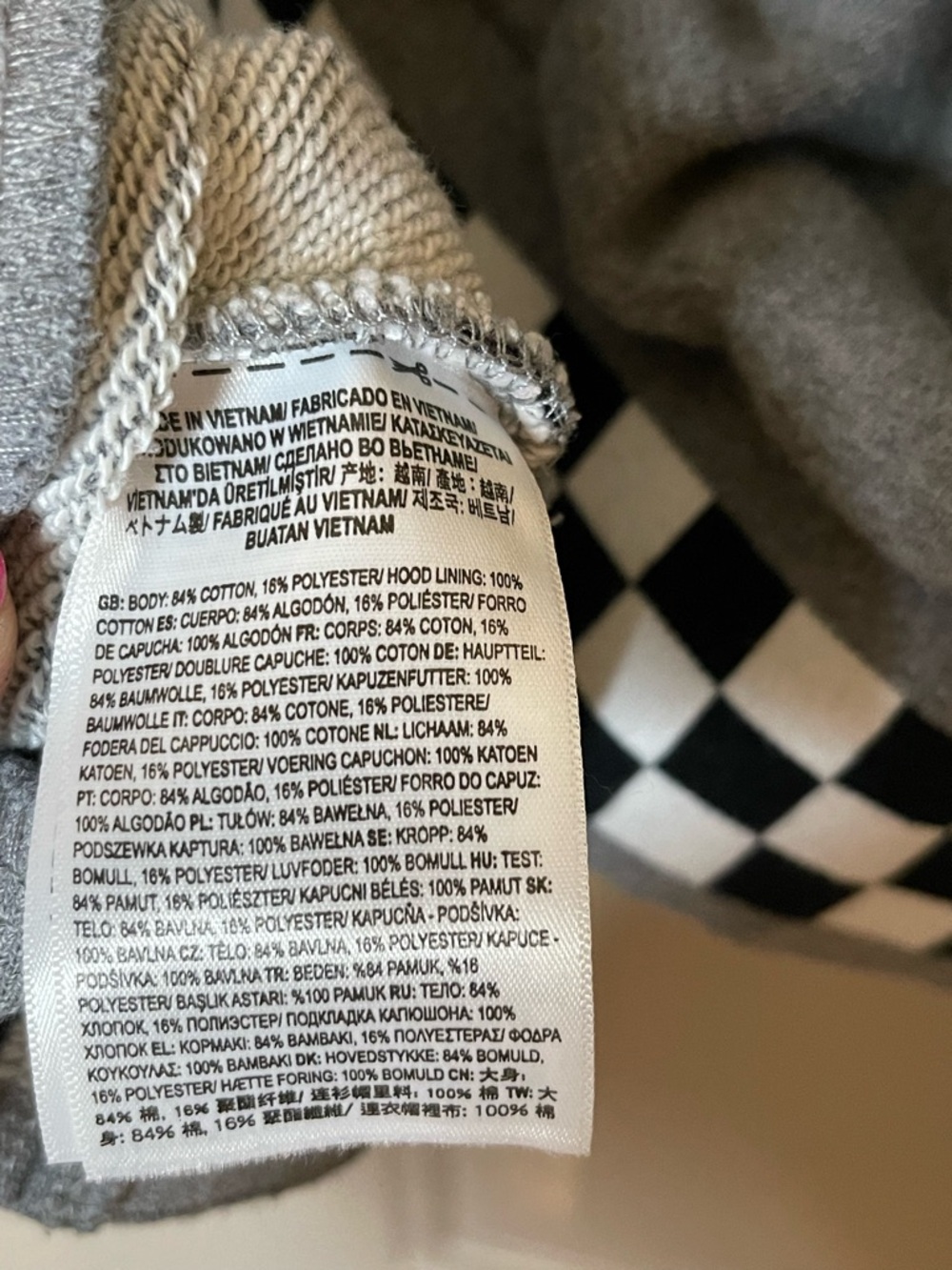 Vans Boom Boom 66 Black & White Checker Trim Gray Hoodie Sz M - Picture 4 of 6
